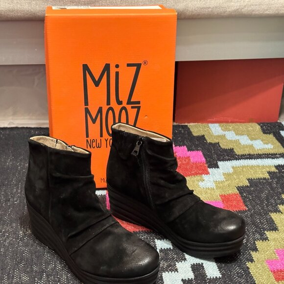 MIZ MOOZ Zane Platform Wedge Suede Leather Bootie, Black, EU 40 - Picture 15 of 17